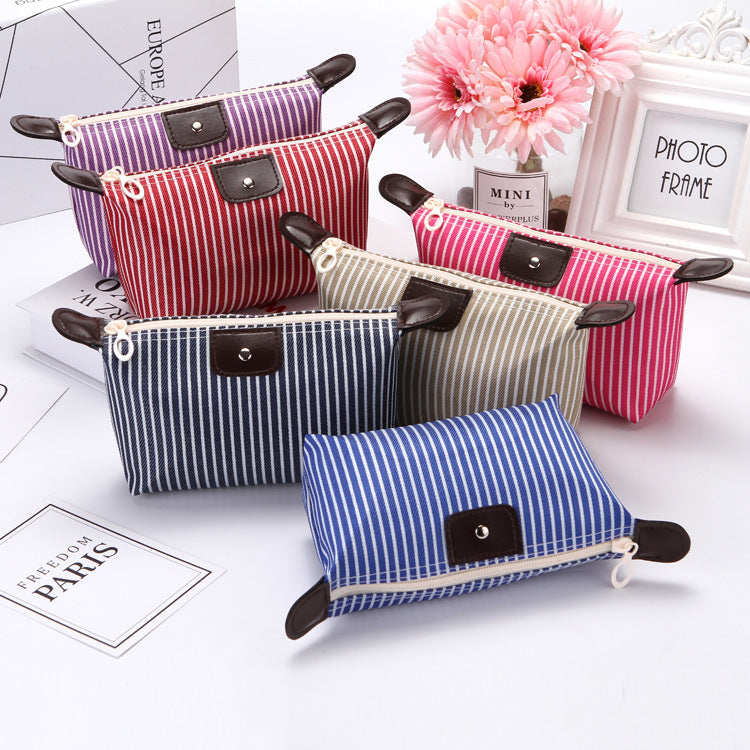 Vanitie Bags Striped Foldable Cosmetics and Toiletries Travel Bag